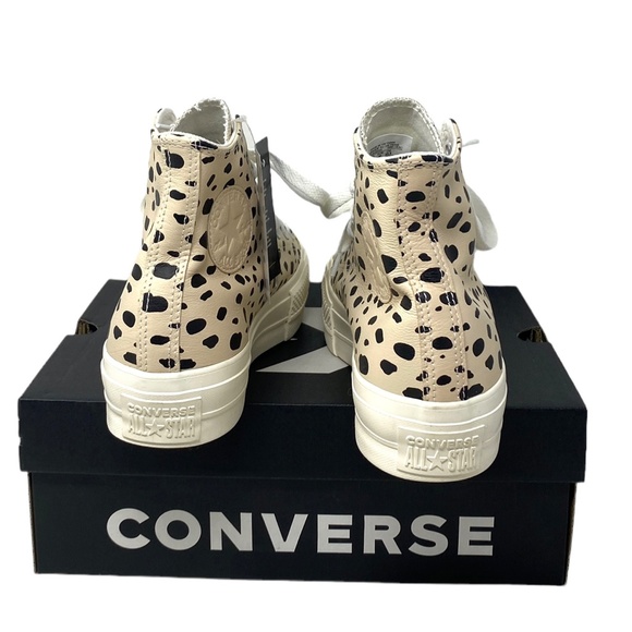 Converse Ctas Lift Platform Shoes High Leopard Leather Women Custom 568163C-WWLO - Picture 4 of 11